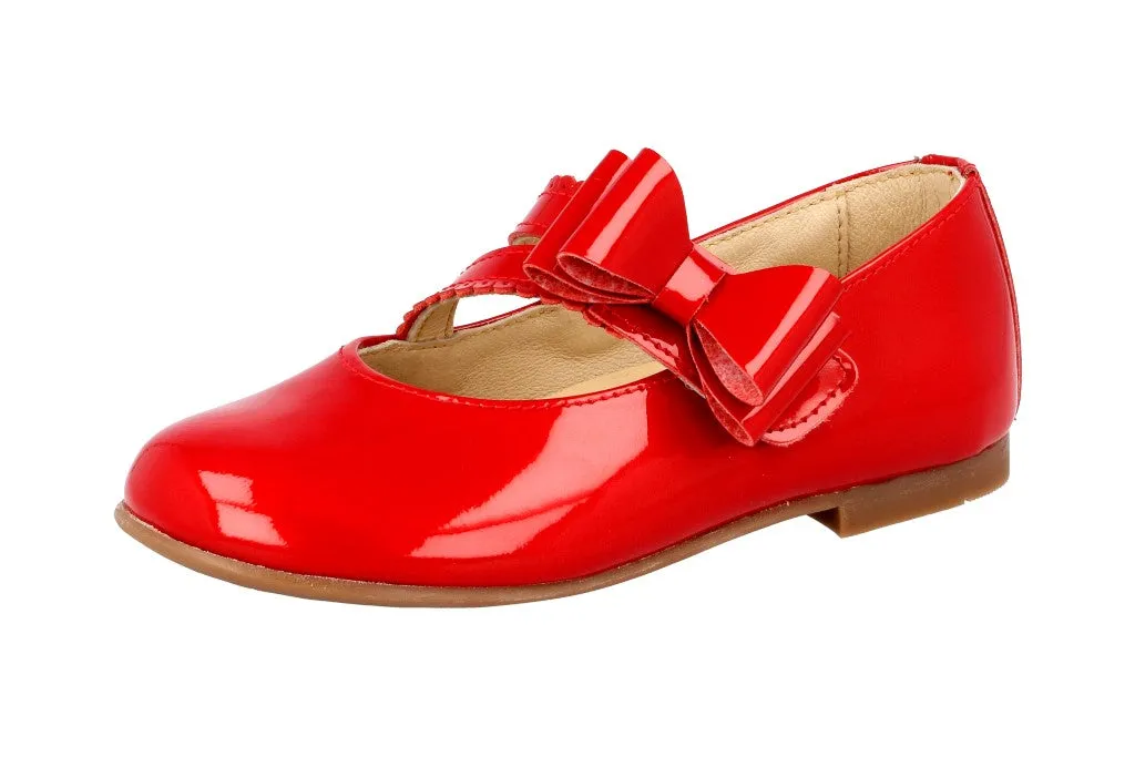 Andanines Red Patent Velcro Strap With Bow Shoes