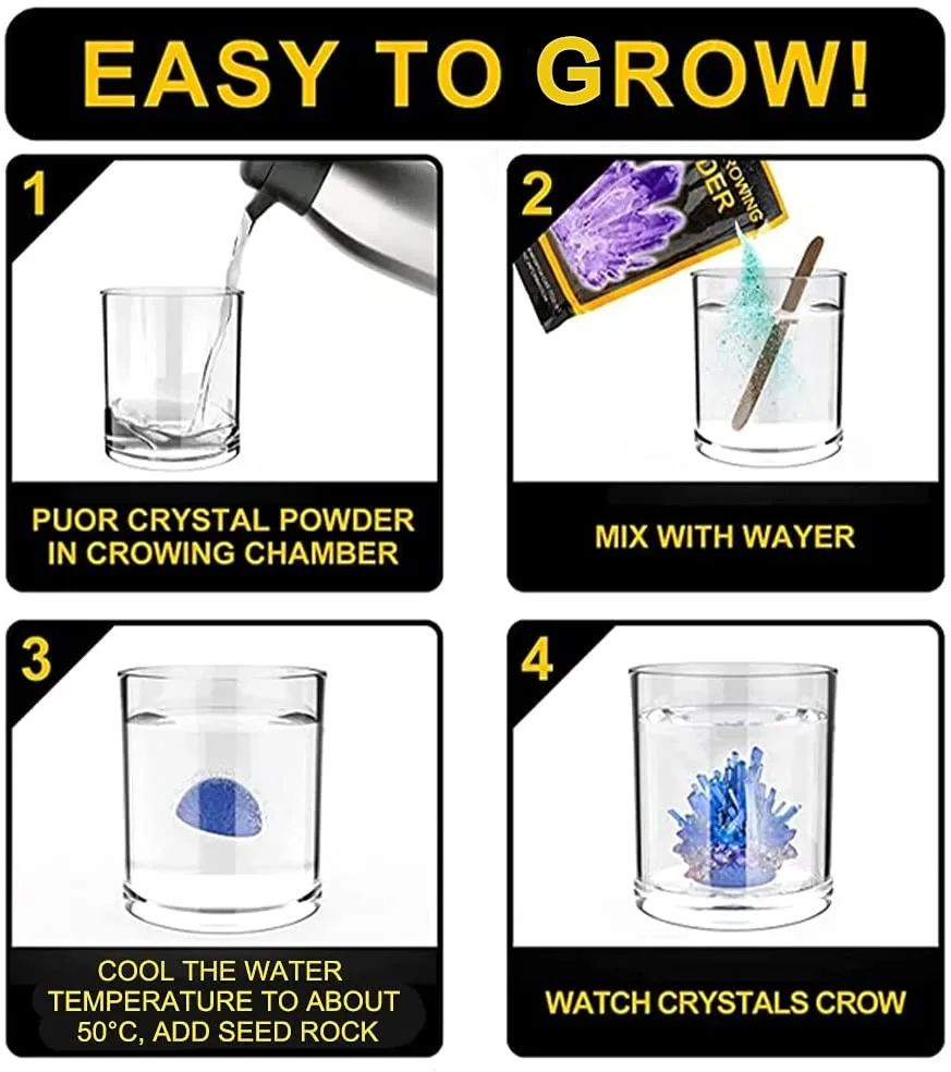 Crystal Growing Kit, Grow 3 Vibrant Crystals