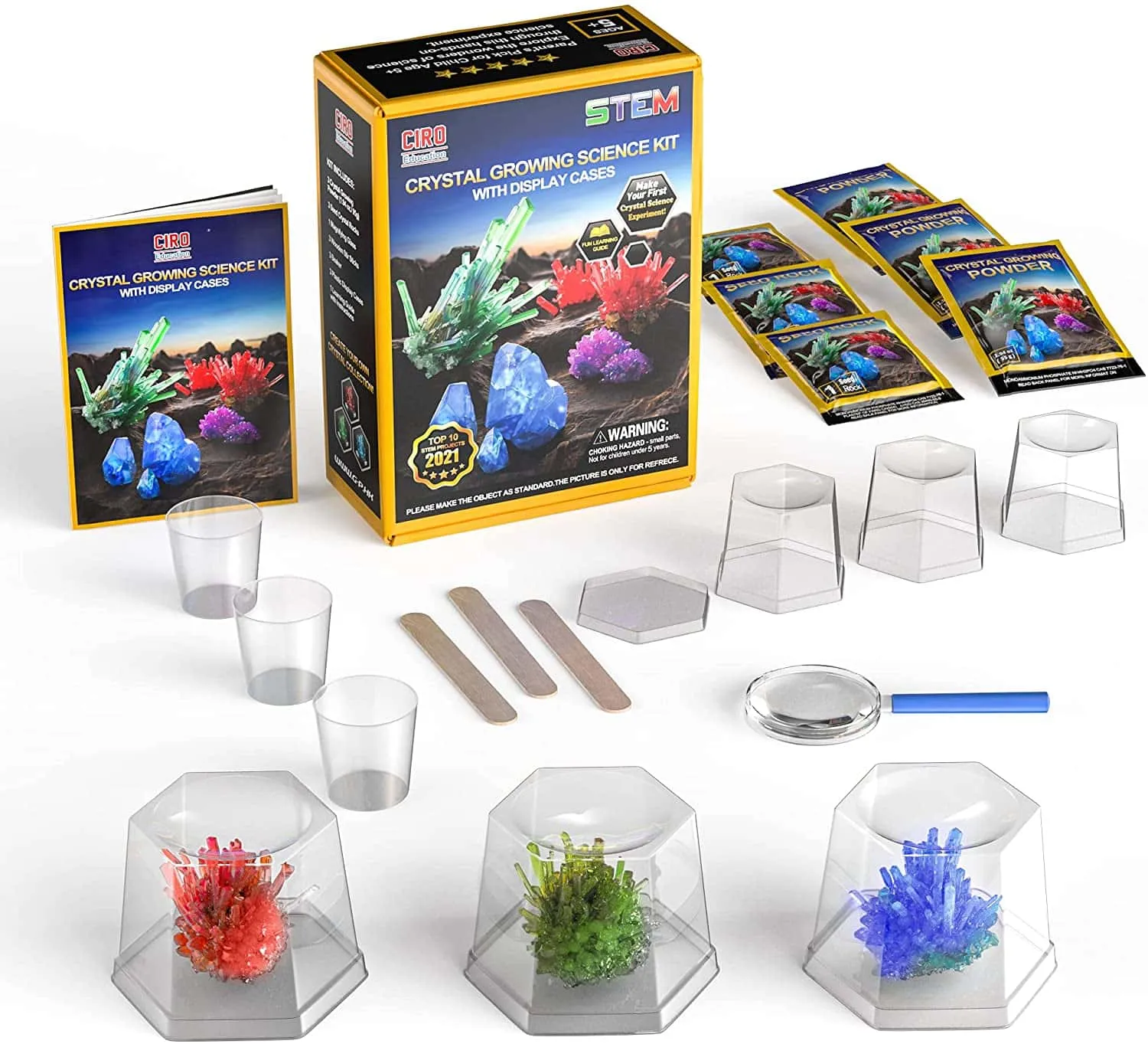 Crystal Growing Kit, Grow 3 Vibrant Crystals