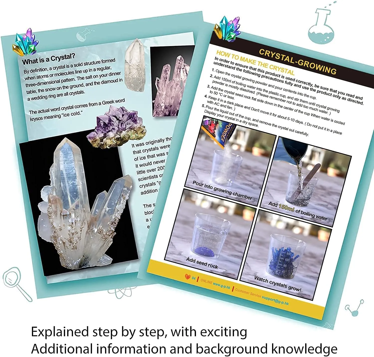 Crystal Growing Kit, Grow 3 Vibrant Crystals