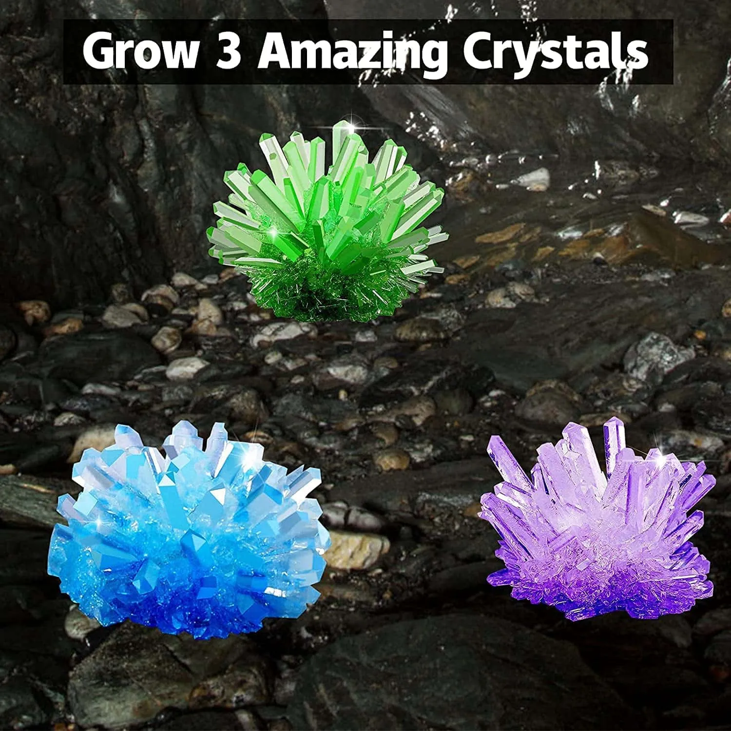Crystal Growing Kit, Grow 3 Vibrant Crystals