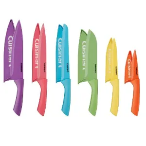 New - Cuisinart Advantage 12pc Ceramic-Coated Color Knife Set With Blade Guards- C55-12PRC2
